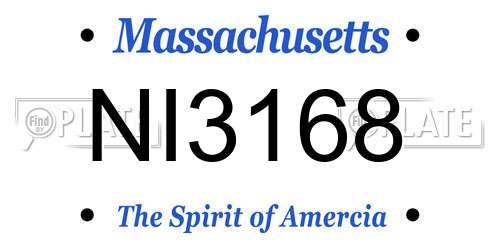 NI3168 Massachusetts License Plate