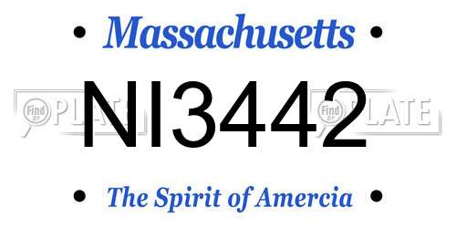 NI3442 Massachusetts License Plate
