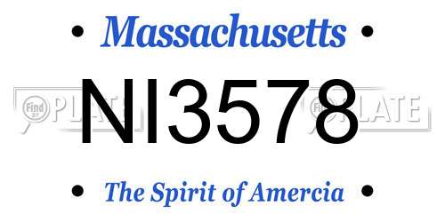 NI3578 Massachusetts License Plate
