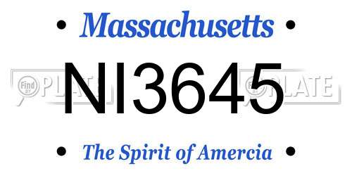 NI3645 Massachusetts License Plate