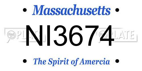 NI3674 Massachusetts License Plate