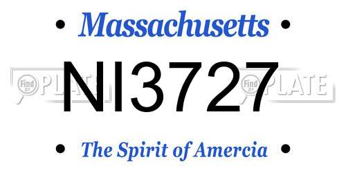 NI3727 Massachusetts License Plate