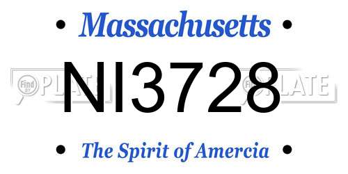 NI3728 Massachusetts License Plate