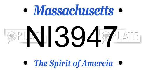 NI3947 Massachusetts License Plate