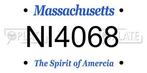 NI4068 Massachusetts License Plate