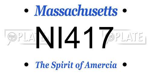 NI417 Massachusetts License Plate