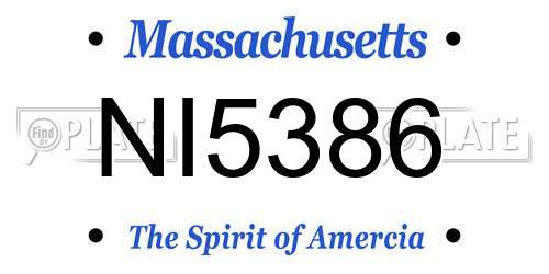 NI5386 Massachusetts License Plate