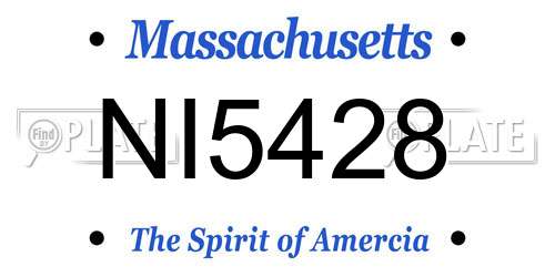 NI5428 Massachusetts License Plate