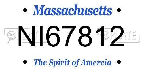 NI67812 Massachusetts License Plate