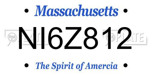 NI6Z812 Massachusetts License Plate
