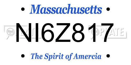 NI6Z817 Massachusetts License Plate