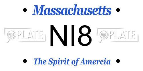 NI8 Massachusetts License Plate