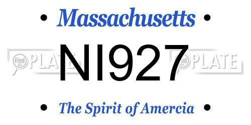 NI927 Massachusetts License Plate