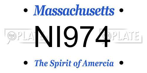 NI974 Massachusetts License Plate