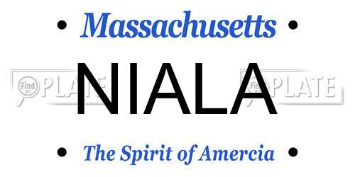 NIALA Massachusetts License Plate