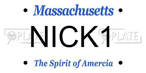 NICK1 Massachusetts License Plate