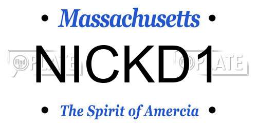 NICKD1 Massachusetts License Plate