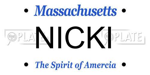 NICKI Massachusetts License Plate