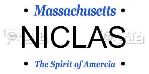 NICLAS Massachusetts License Plate
