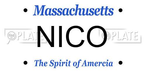 NICO Massachusetts License Plate