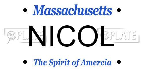 NICOL Massachusetts License Plate