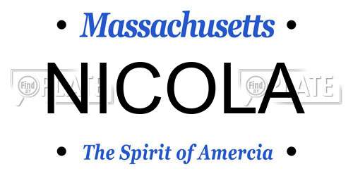 NICOLA Massachusetts License Plate