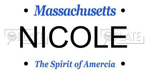 NICOLE Massachusetts License Plate