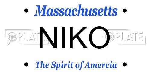 NIKO Massachusetts License Plate