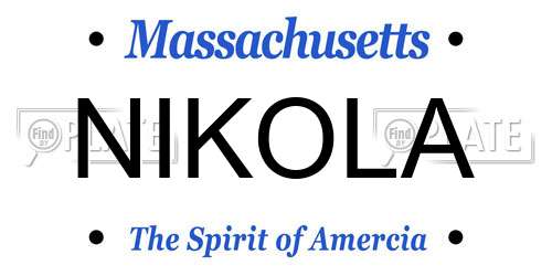 NIKOLA Massachusetts License Plate