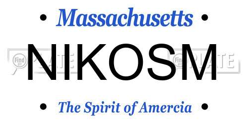 NIKOSM Massachusetts License Plate