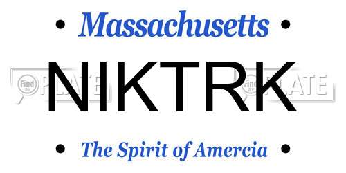 NIKTRK Massachusetts License Plate