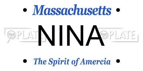 NINA Massachusetts License Plate