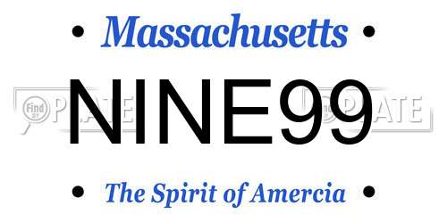 NINE99 Massachusetts License Plate