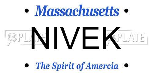 NIVEK Massachusetts License Plate