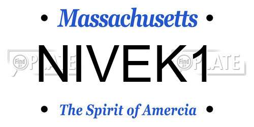 NIVEK1 Massachusetts License Plate