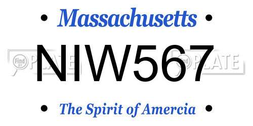 NIW567 Massachusetts License Plate