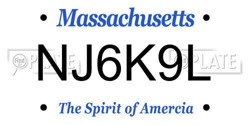 NJ6K9L Massachusetts License Plate