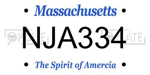 NJA334 Massachusetts License Plate