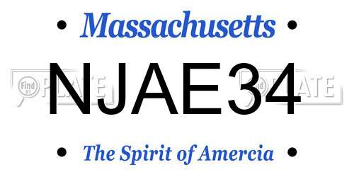 NJAE34 Massachusetts License Plate