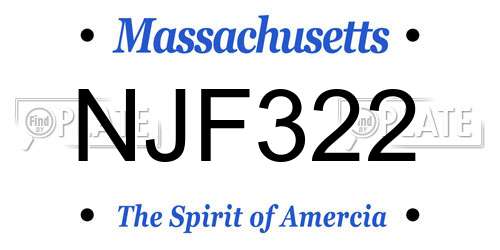 NJF322 Massachusetts License Plate