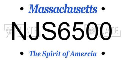 NJS6500 Massachusetts License Plate