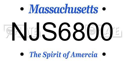 NJS6800 Massachusetts License Plate