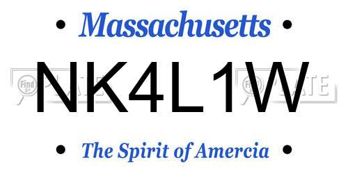 NK4L1W Massachusetts License Plate