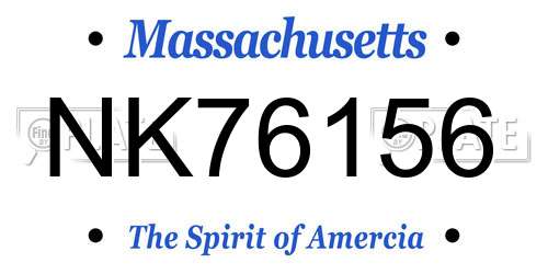 NK76156 Massachusetts License Plate