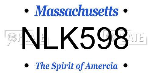 NLK598 Massachusetts License Plate