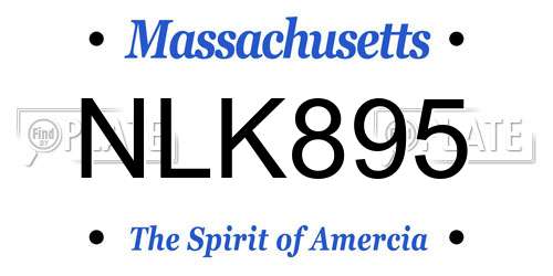 NLK895 Massachusetts License Plate