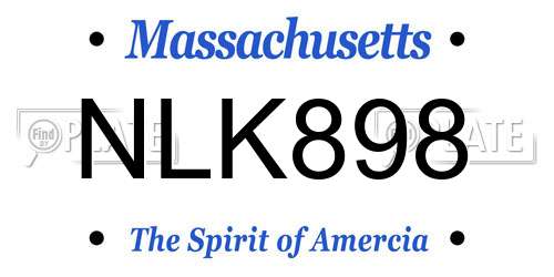 NLK898 Massachusetts License Plate