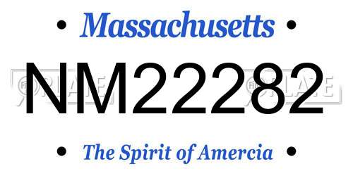 NM22282 Massachusetts License Plate