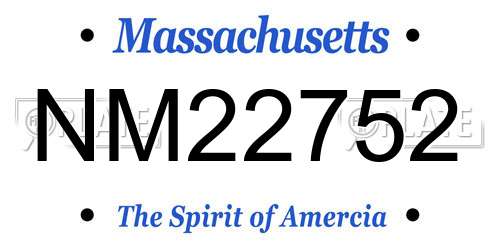 NM22752 Massachusetts License Plate