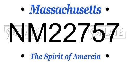NM22757 Massachusetts License Plate